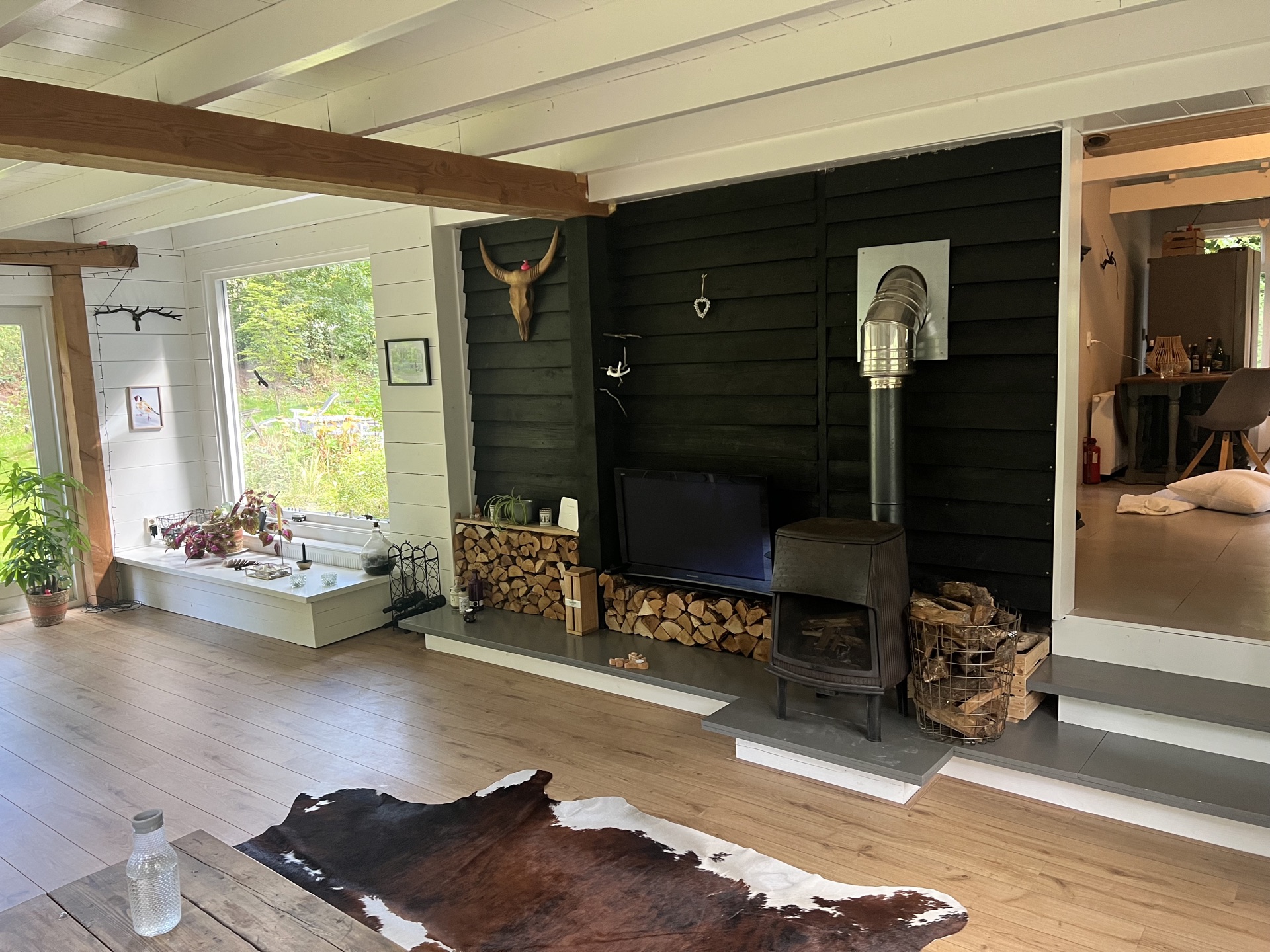 Woonkamer met houtkachel